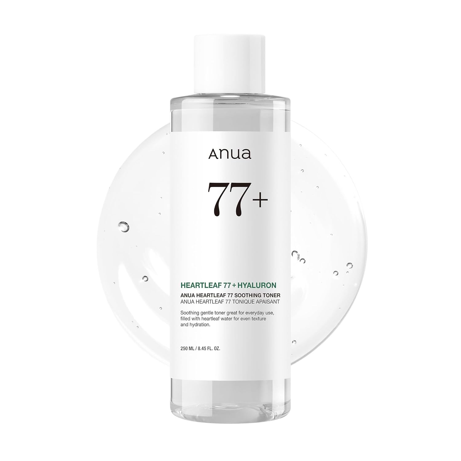Anua Heartleaf 77% Soothing Toner I pH 5.5 Trouble Care, Calming Skin, Refreshing, Hydrating, Purifying, Cruelty Free, Vegan,(250ml / 8.45 fl.oz.)